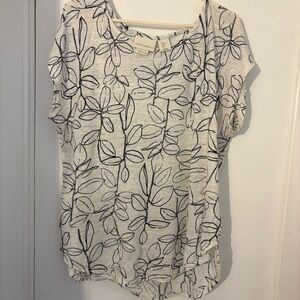 Cynthia Rowley Black and White Leaf Print Blouse